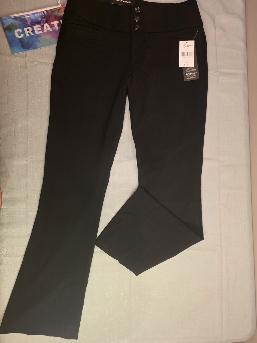 Hollywould Perfect Bootlet Black Pants with Button Front Waist Size 5